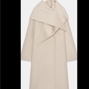 Zara wool blend scarf coat in ECRU color